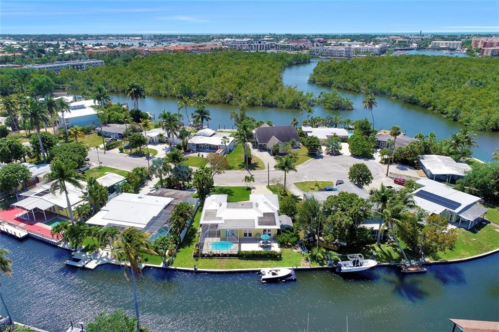 Aerial waterfront setting and mangrove outlook